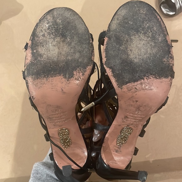 Aquazzura x Olivia Palermo black lace up pumps.  Size 38 - Picture 4 of 4
